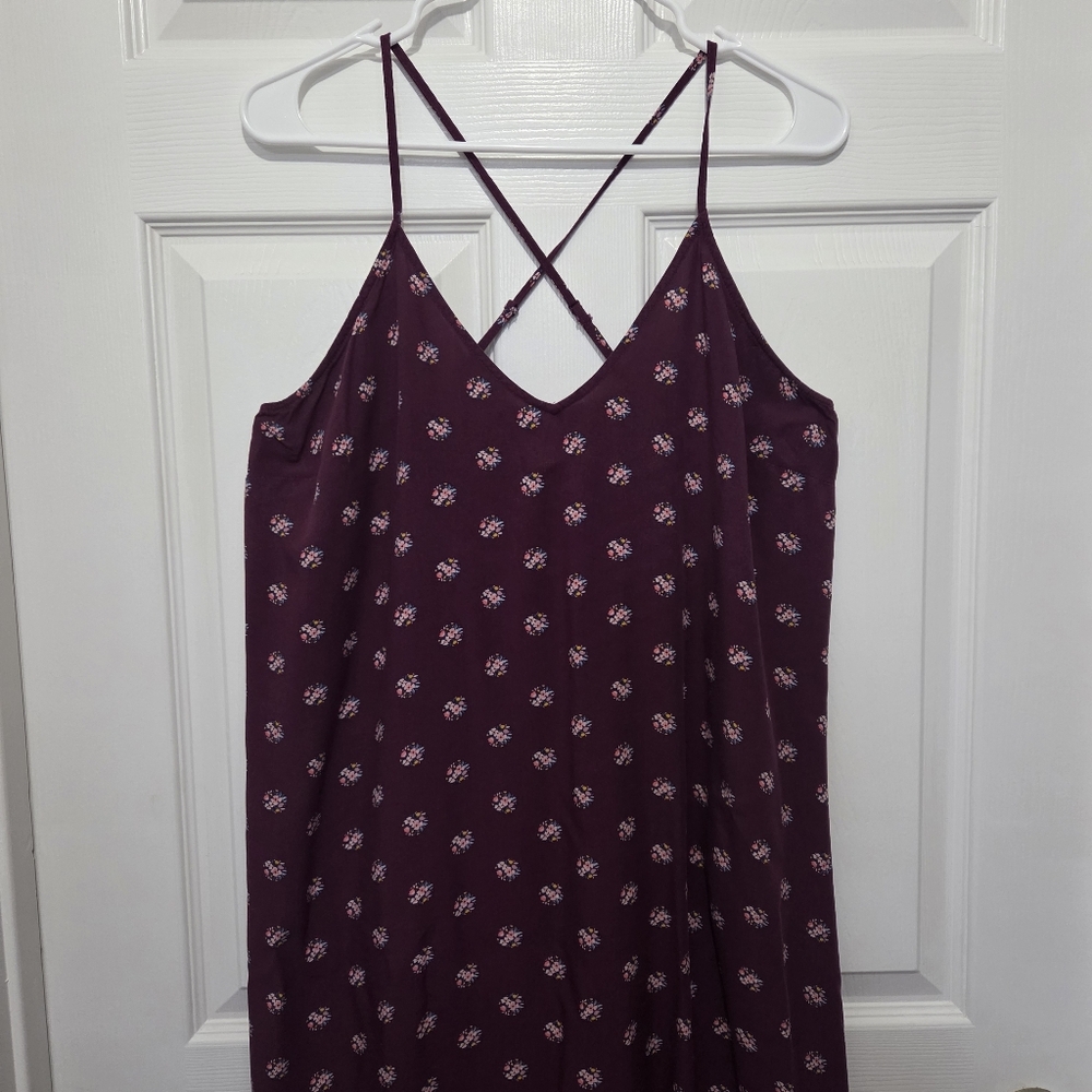 Old Navy Purple Floral V-Neck Maxi Flowy Shift Dress Size Large Boho Summer - Picture 3 of 9